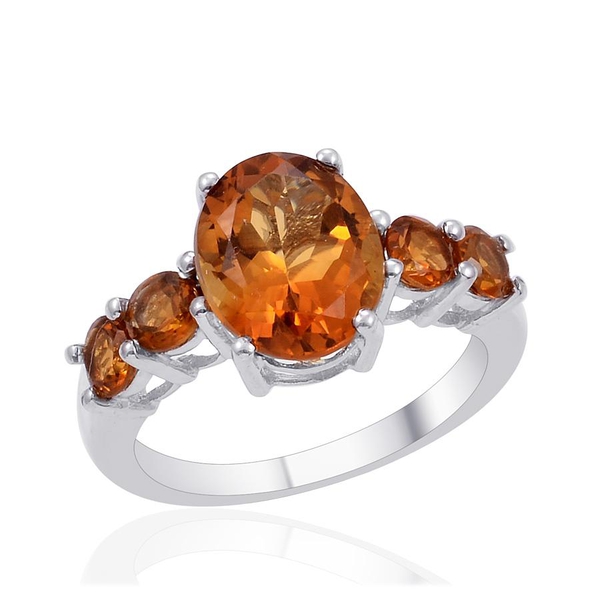 Madeira Citrine (Ovl 3.00 Ct) Ring in Platinum Overlay Sterling Silver 4.000 Ct.