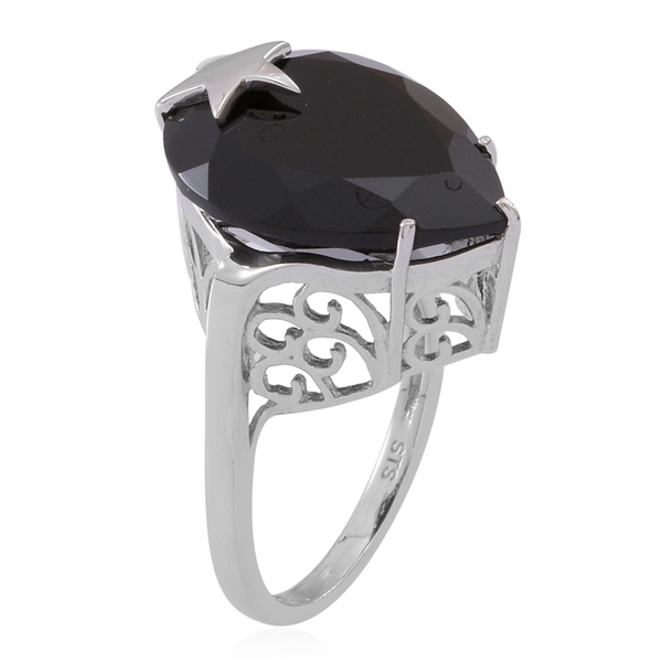 Boi Ploi Black Spinel (Pear) Star Ring in Rhodium Plated Sterling Silver 20.000 Ct.