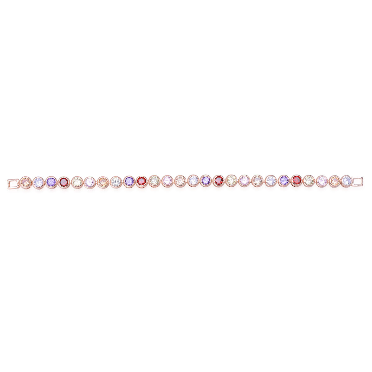 AAA Simulated Multi Colour Diamond Bracelet in Rose Gold Tone (Size 7.5)