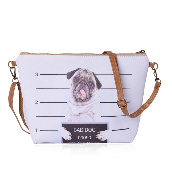 Set of 3 - White, Brown and Multi Colour Dog Face Cosmetic Bag (Size Large 28X27X7 Cm, Medium 21X15X6 Cm and Small 18X12X5 Cm)
