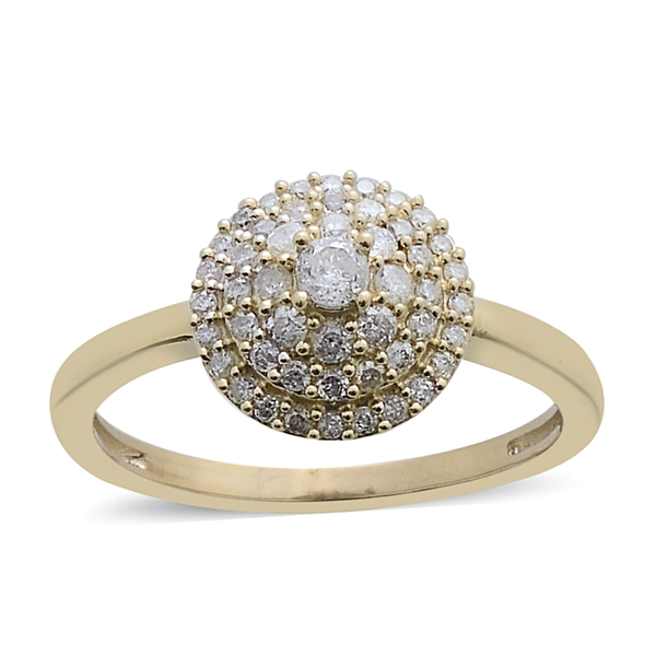 9K Y Gold SGL Certified Diamond (Rnd 0.08 Ct) (I3/ G-H) Cluster Dome Ring 0.500 Ct.