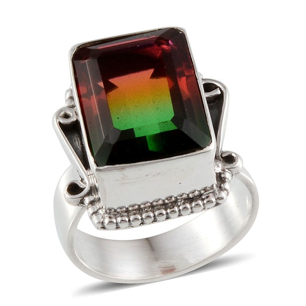 Rainbow Genesis Quartz (Cush) Solitaire Ring in Sterling Silver 13.120 Ct.