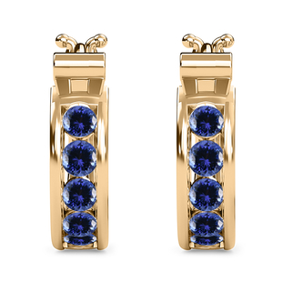 Tanzanite Earrings (with Clasp Lock) in 14K Gold Overlay Sterling Silver