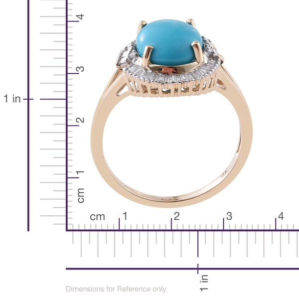 9K Y Gold AAA Arizona Sleeping Beauty Turquoise (Ovl 3.00 Ct), Diamond Ring 3.250 Ct.