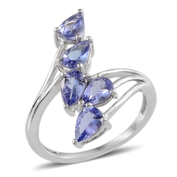 Close Out Deal 9K W Gold Tanzanite (Pear) 5 Stone Crossover Ring 2.000 Ct.