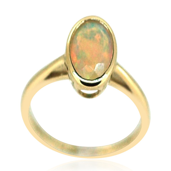 9K Y Gold Ethiopian Welo Opal (Ovl) Solitaire Ring 1.000 Ct.