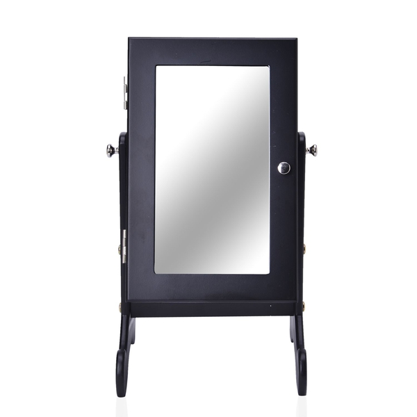 Black Colour MDF Standing Jewellery Cabinet with Mirror (Size 40X20X6 Cm)