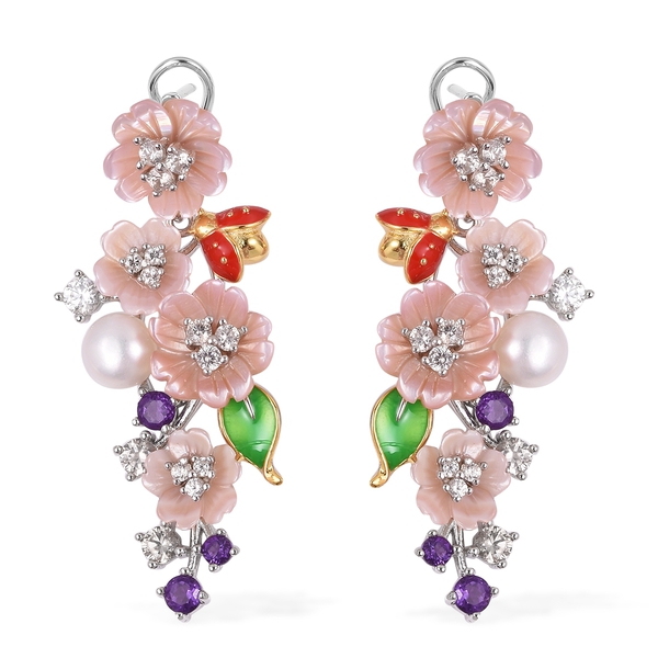 JARDIN COLLECTION- Pink Mother of Pearl, Fresh Water White Pearl, Amethyst and Natural White Cambodi