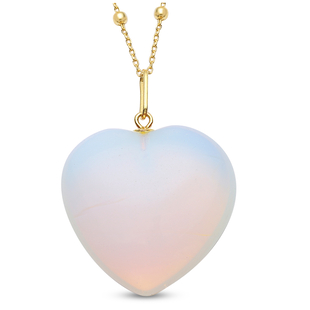 Opalite Heart Pendant with Chain (Size 20) in Yellow Gold Overlay Sterling Silver