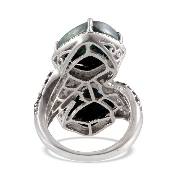 Table Mountain Shadowkite (Cush), Iolite and Diamond Crossover Ring in Platinum Overlay Sterling Silver 9.250 Ct.
