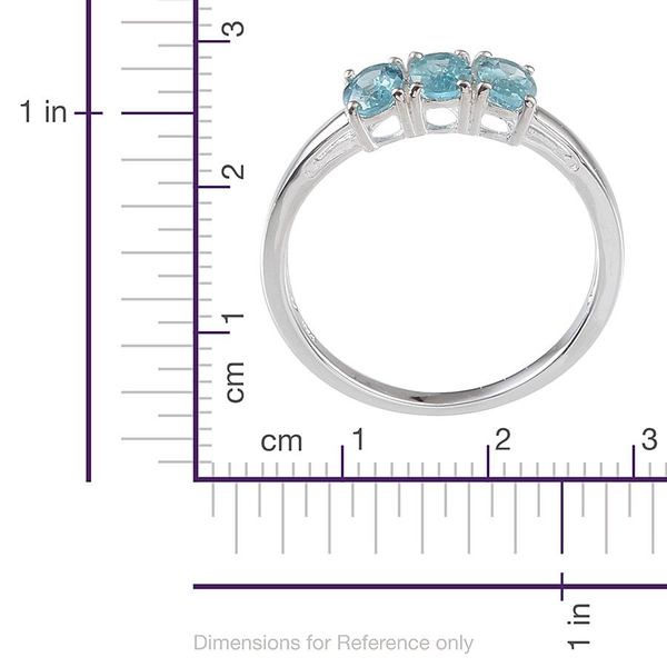 Paraibe Apatite (Ovl) Trilogy Ring in Sterling Silver 1.500 Ct.