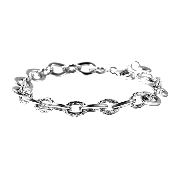 Rachel Galley Love Link Collection - Rhodium Overlay Sterling Silver Bracelet (Size 8), Silver wt 15