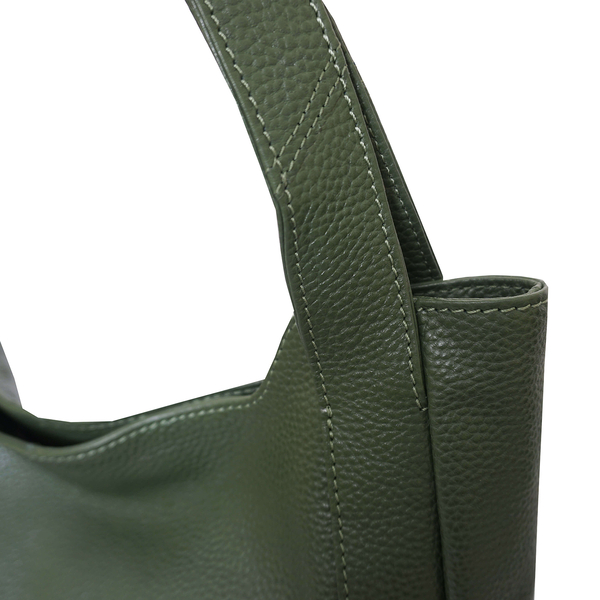 Assots London Harriet Genuine Leather Slouchy Hobo Bag (Size 35x29x7cm) - Green
