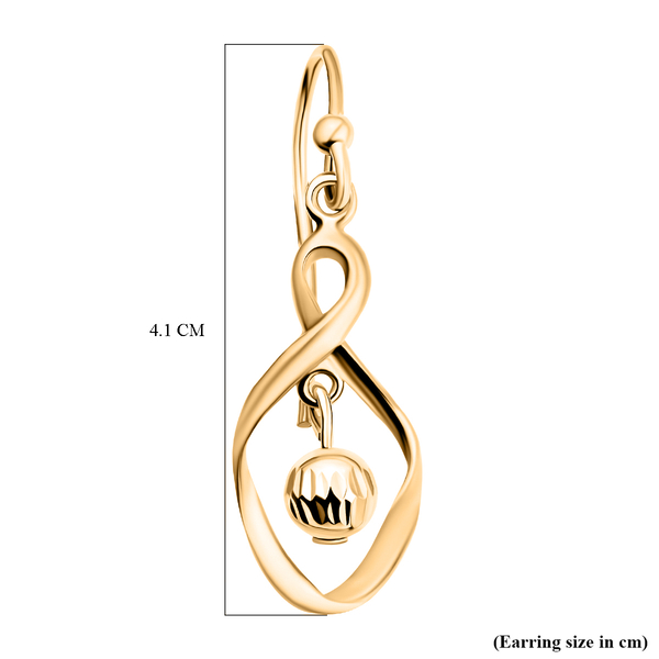 Yellow Gold Overlay Sterling Silver Dangling Earrings (with Hook)