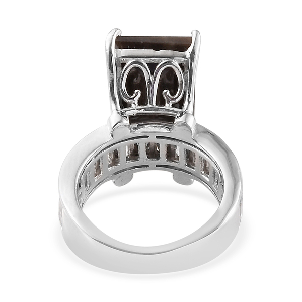 Zawadi Sapphire (Bgt 14.50 Ct), White Topaz Ring in Platinum Overlay Sterling Silver 17.250 Ct.