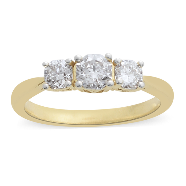 ILIANA 1 Carat IGI Certified 3 Stone Diamond Ring in 18K Gold 3.10 Grams