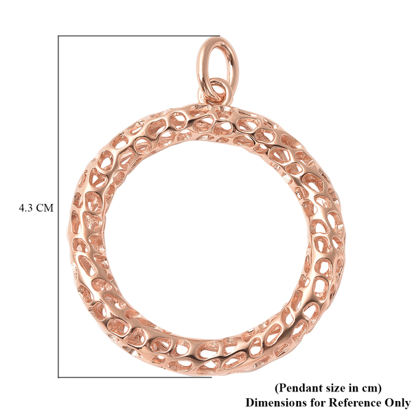 RACHEL GALLEY - 18K Vermeil Rose Gold Overlay Sterling Silver Lattice Circle Of Life Pendant, Silver Wt. 5.48 Gms