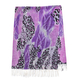 La Marey Merino Woollen Leopard Pattern Scarf - Purple & Black