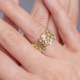 Designer Inspired- Diamond (Rnd) Leaf Ring in 18K Vermeil Gold Plated Sterling Silver.