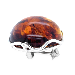 Natural Baltic Amber Brooch in Sterling Silver, Silver wt 9.93 Gms