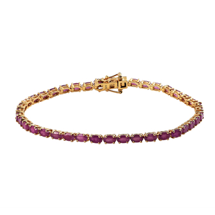 Moroccan Ruby Bracelet (Size 8) in 14K Gold Overlay Sterling Silver, Silver Wt. 8.40 Gms