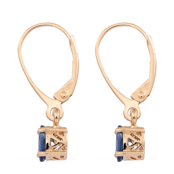 ILIANA 18K Y Gold Kanchanaburi Blue Sapphire (Ovl) Lever Back Earrings 1.250 Ct.