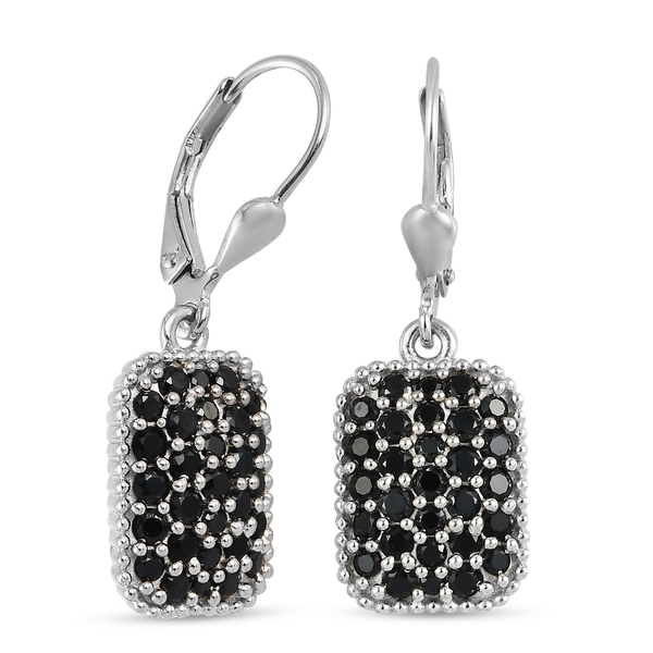 Boi Ploi Black Spinel Lever Back Cluster Earrings in Sterling Silver 2.04 Ct.