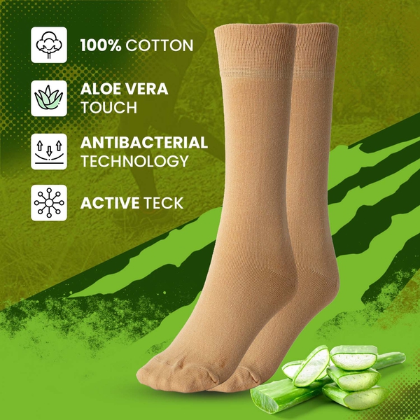 100% Cotton Aloe Fresh Socks (Size 4-8 UK) - Beige