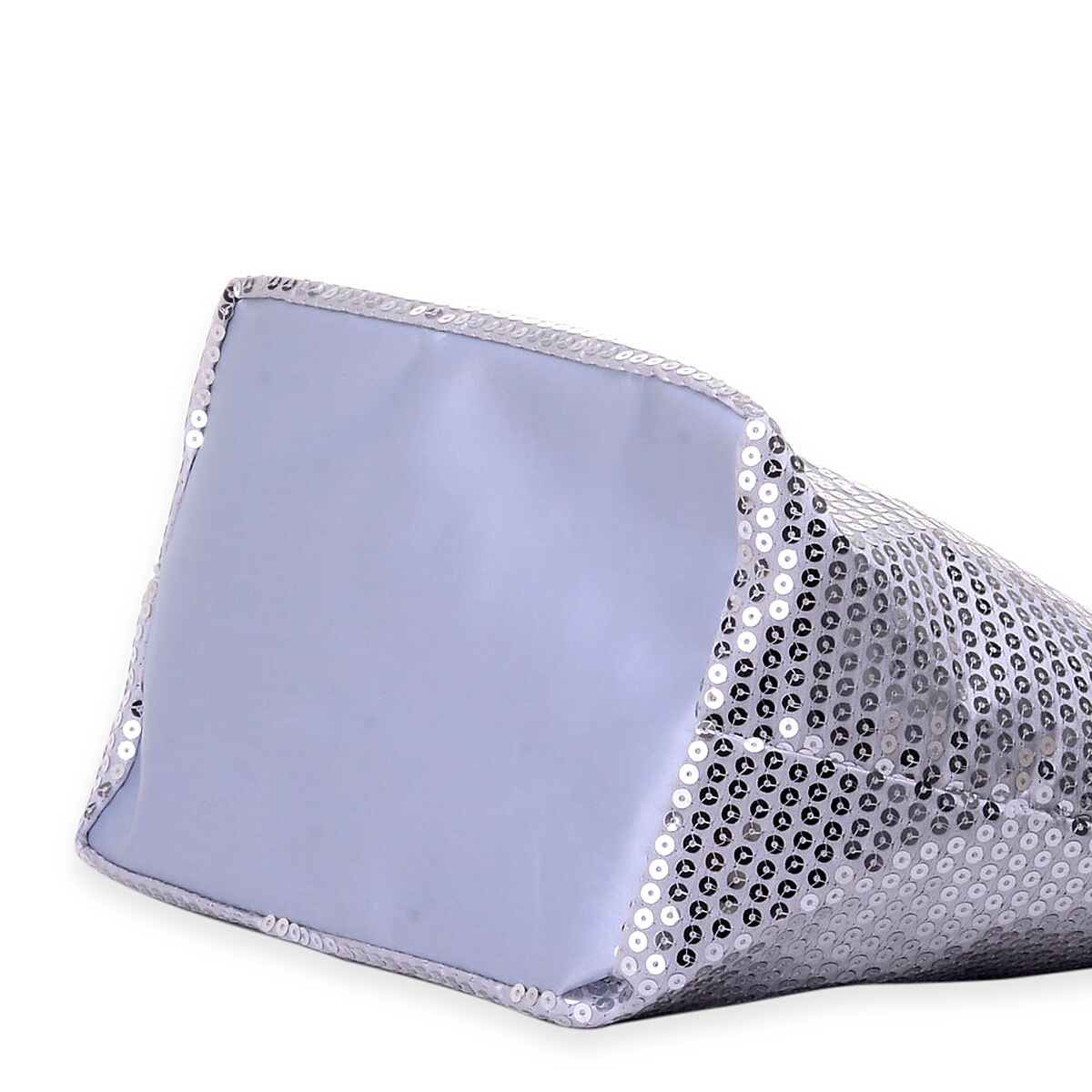 Silver Shiny Sparkle Sequin Tote Bag (Size 15x5.6x11x9 inch)