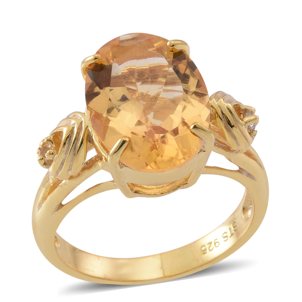 Citrine (Ovl 4.94 Ct), White Topaz Ring in 14K Yellow Gold Overlay Sterling Silver 5.000 Ct.