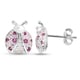 ELANZA Simulated Rainbow Sapphire Ladybird Earrings (with Push Back) in Rhodium Overlay Sterling Silver