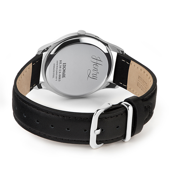 Henry London Edgware Unisex White Dial 3 ATM Water Resistant Watch with Black Colour Leather Strap
