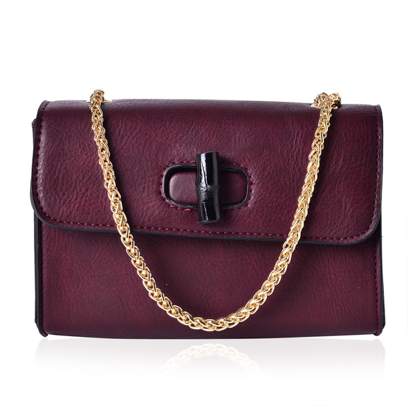 Dark Brown Colour Crossbody Bag with Chain Strap (Size 20x14x8 Cm)