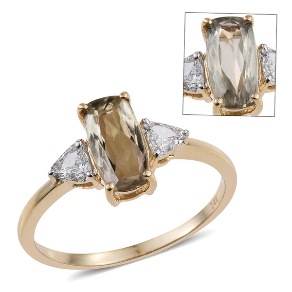 14K Y Gold AA Natural Turkizite (Cush 1.85 Ct), Diamond (I1-I2/G-H) Ring 2.150 Ct.