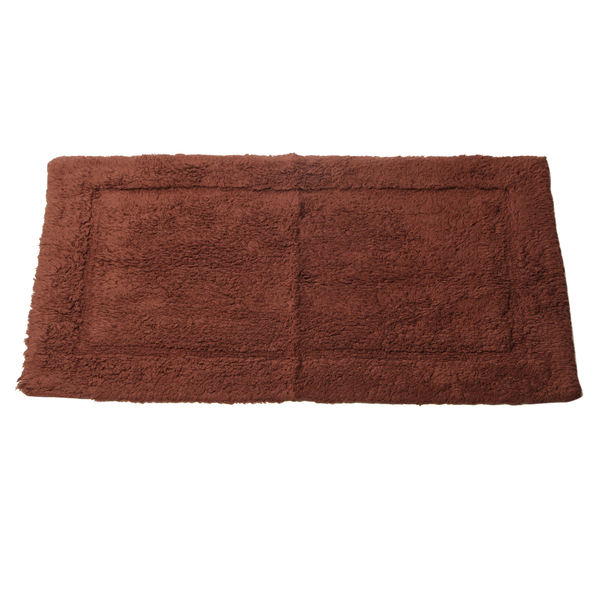 100% Cotton Taupe Colour Single Sided Tufted Bath Mat (Size 85x50 Cm)