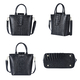 SENCILLEZ 100% Genuine Leather Croc Pattern Convertible Bag with Handel and Shoulder Strap (Size 33x25x12x28 Cm) - Black