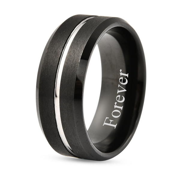 Personalised Engravable Secret Message Band Ring in Natural Tungsten