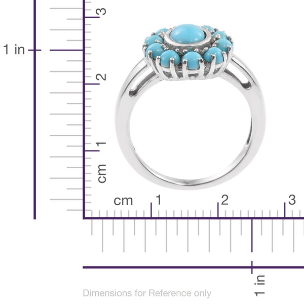 Arizona Sleeping Beauty Turquoise (Ovl 0.70 Ct) Ring in Platinum Overlay Sterling Silver 1.750 Ct.