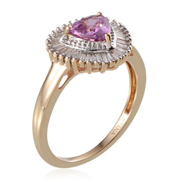 ILIANA 18K Yellow Gold Pink Sapphire (Trl 0.85 Ct), Diamond (SI/G-H) Ring 1.250 Ct.