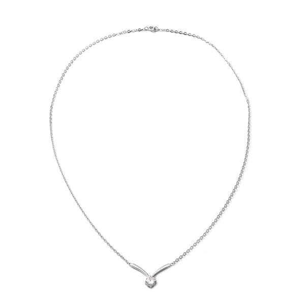 ELANZA Simulated Diamond (Rnd) Necklace (Size 20) in Rhodium Overlay Sterling Silver