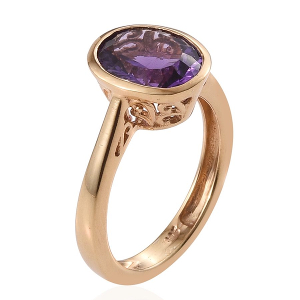 AA Brazilian Amethyst (Ovl) Solitaire Ring in 14K Gold Overlay Sterling Silver 2.250 Ct.