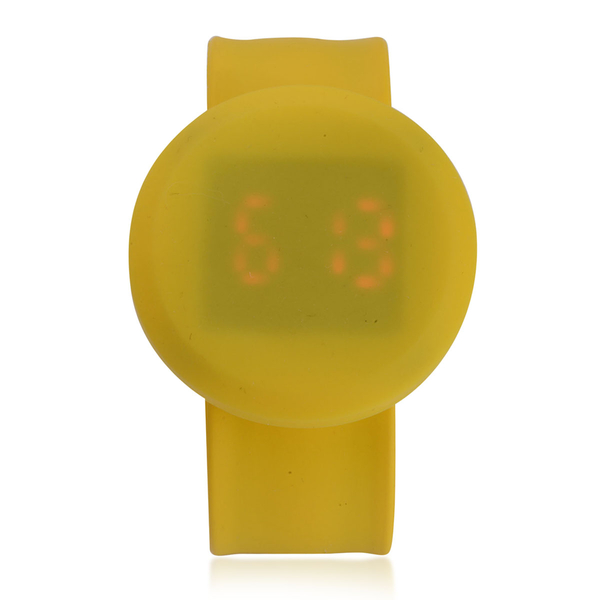 STRADA Yellow Dial Water Resistant LED Watch with Yellow Silicone Strap