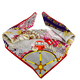 LA MAREY Pure 100% Mulberry Silk Scarf with Velvet Drawstring Pouch in Japanese Temple Print - White (Size 52 Cm)