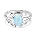 Larimar Solitaire Ring (Size S) in Platinum Overlay Sterling Silver 2.23 Ct.