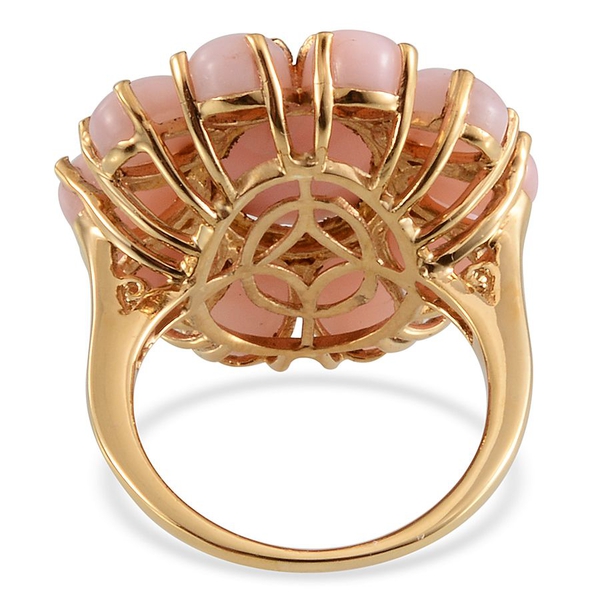 Peruvian Pink Opal (Ovl 2.00 Ct) Floral Ring in 14K Gold Overlay Sterling Silver 8.250 Ct.