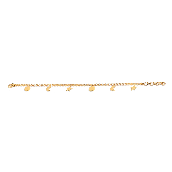 14K Gold Overlay Sterling Silver Charm Bracelet (Size 7.5)