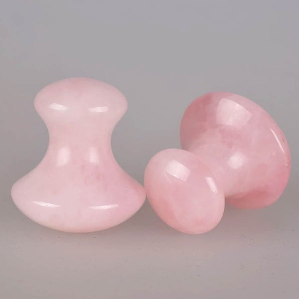 Set of 2 - Rose Quartz Mushroom Massage Tool