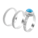 Royal Bali Collection- Set of 3 Arizona Sleeping Beauty Turquoise Ring in Sterling Silver 1.00 Ct, Silver Wt 9.00 Gms