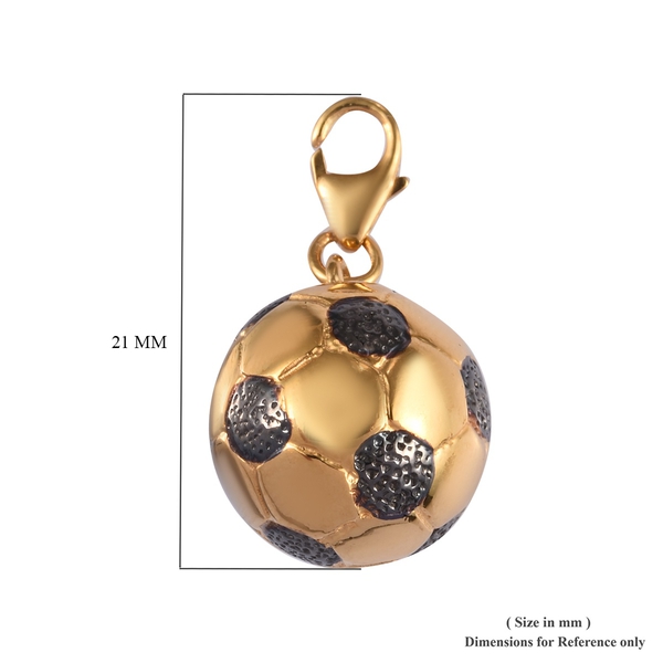 WEBEX- 14K Gold and Black Overlay Sterling Silver Football Charm, Silver wt 4.60 Gms