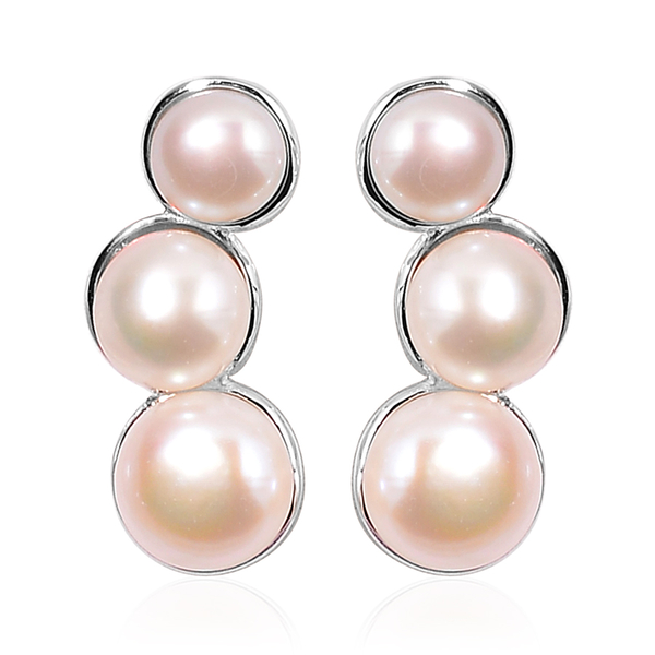 Fresh Water White Pearl Earrings (with Push Back) in Sterling Silver 12.500 Ct.